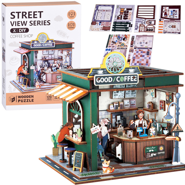 3D drevené puzzle – Kaviareň